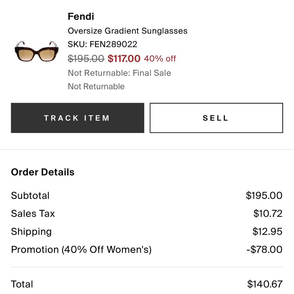 Fendi Tortoise Shell Sunglasses - Picture 5 of 5